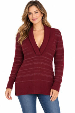 Y2K Kaisely Womens Sweater Size L Angora Wool Blend Tunic Cottagecore Burgundy